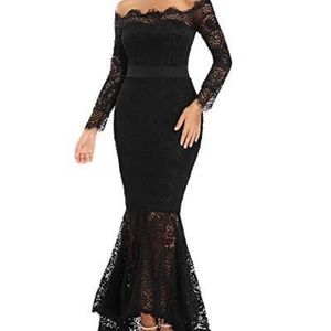 Lalagen Black Lace Mermaid Ball Gown
